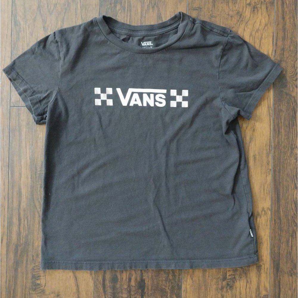 Van's OTW Black Short Sleeve Spell out T Shirt Women's Sz M - Picture 4 of 9